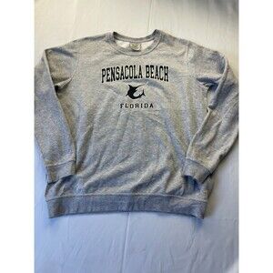 Pacific & Co. Pensacola‎ Beach FL Sweatshirt Mens Large Gray Crew Neck Pullover